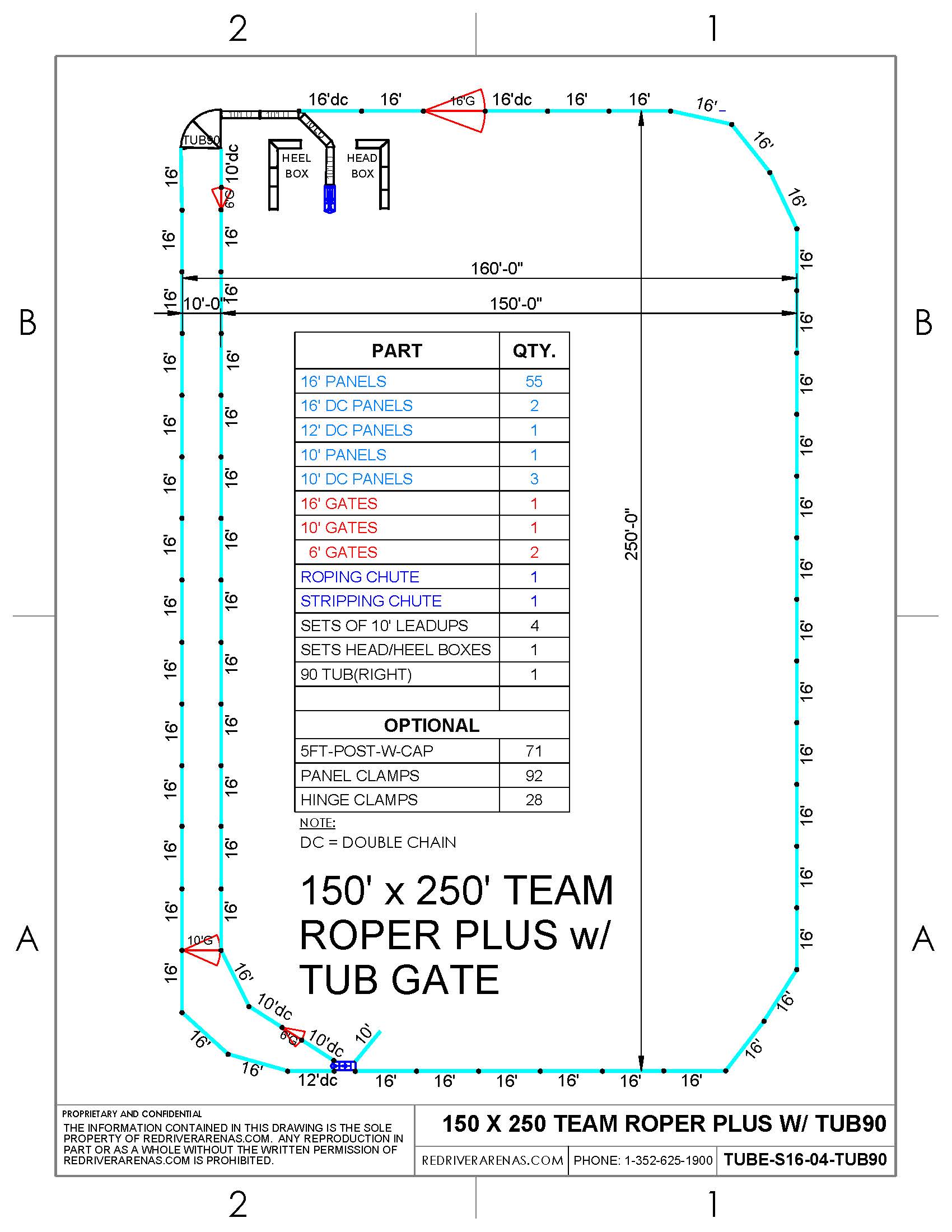 150 X 250 Team Roper Plus Elite Layout