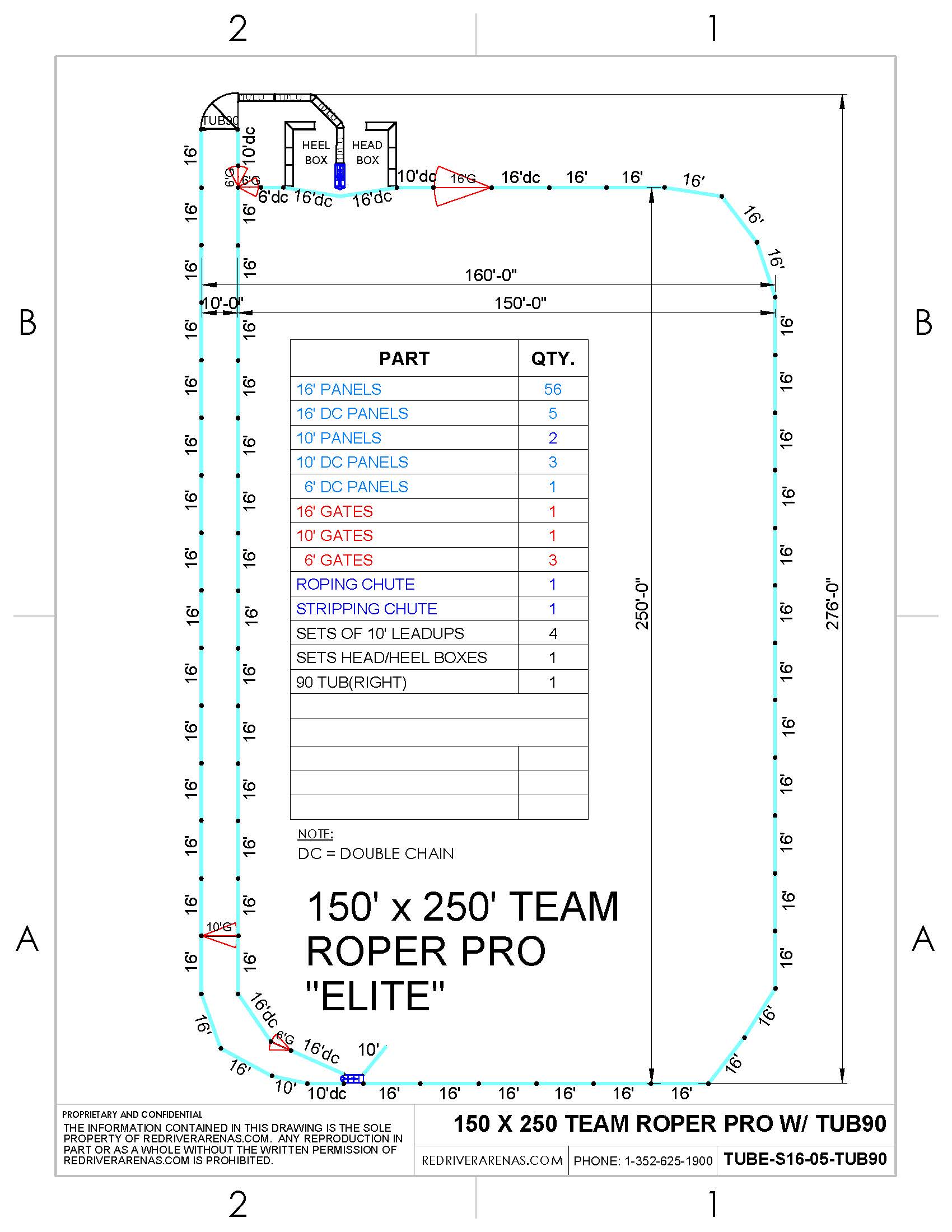 150 X 250 Team Roper Pro Elite Layout