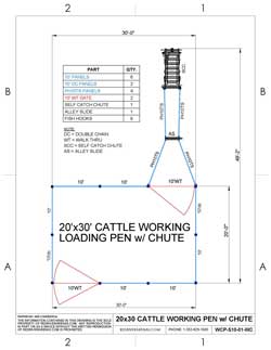 20x30 Cattle Working Loading Pen w/ Squeeze Chute