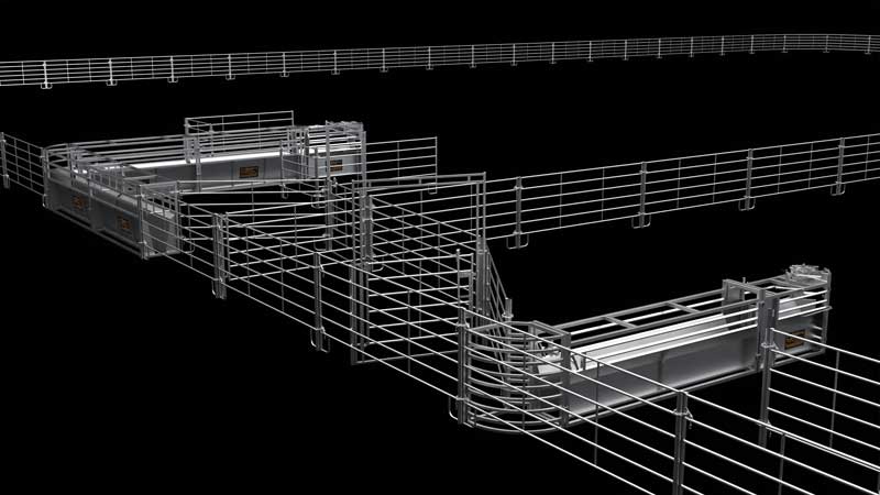 Dual team roping and calf roping arena layout