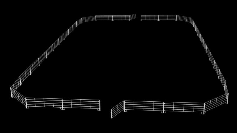 Riding arena layout with galvanized panels and gates